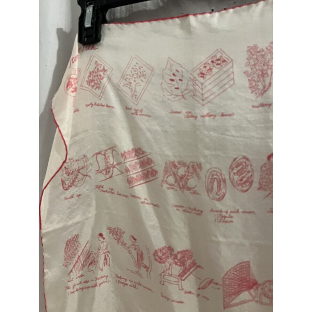 Vintage International Silk Association Made In Japan Silk Handkerchief Red White - Picture 4 of 9